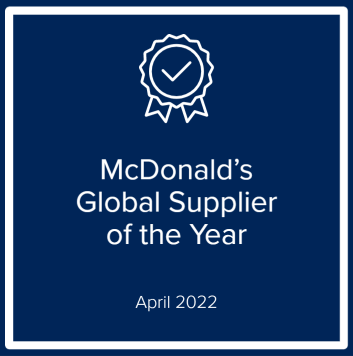 A graphic that reads "McDonald's Global Supplier of the Year".